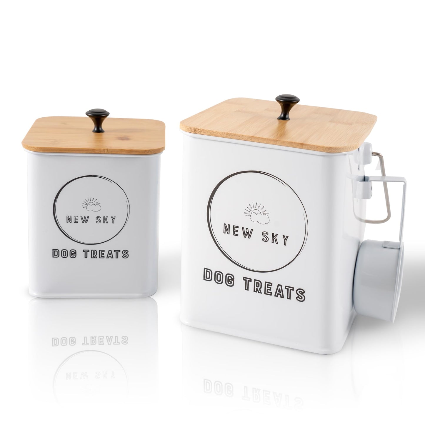 NewSky Dog Treat Container's | Set of 2 with Airtight Wooden Lid