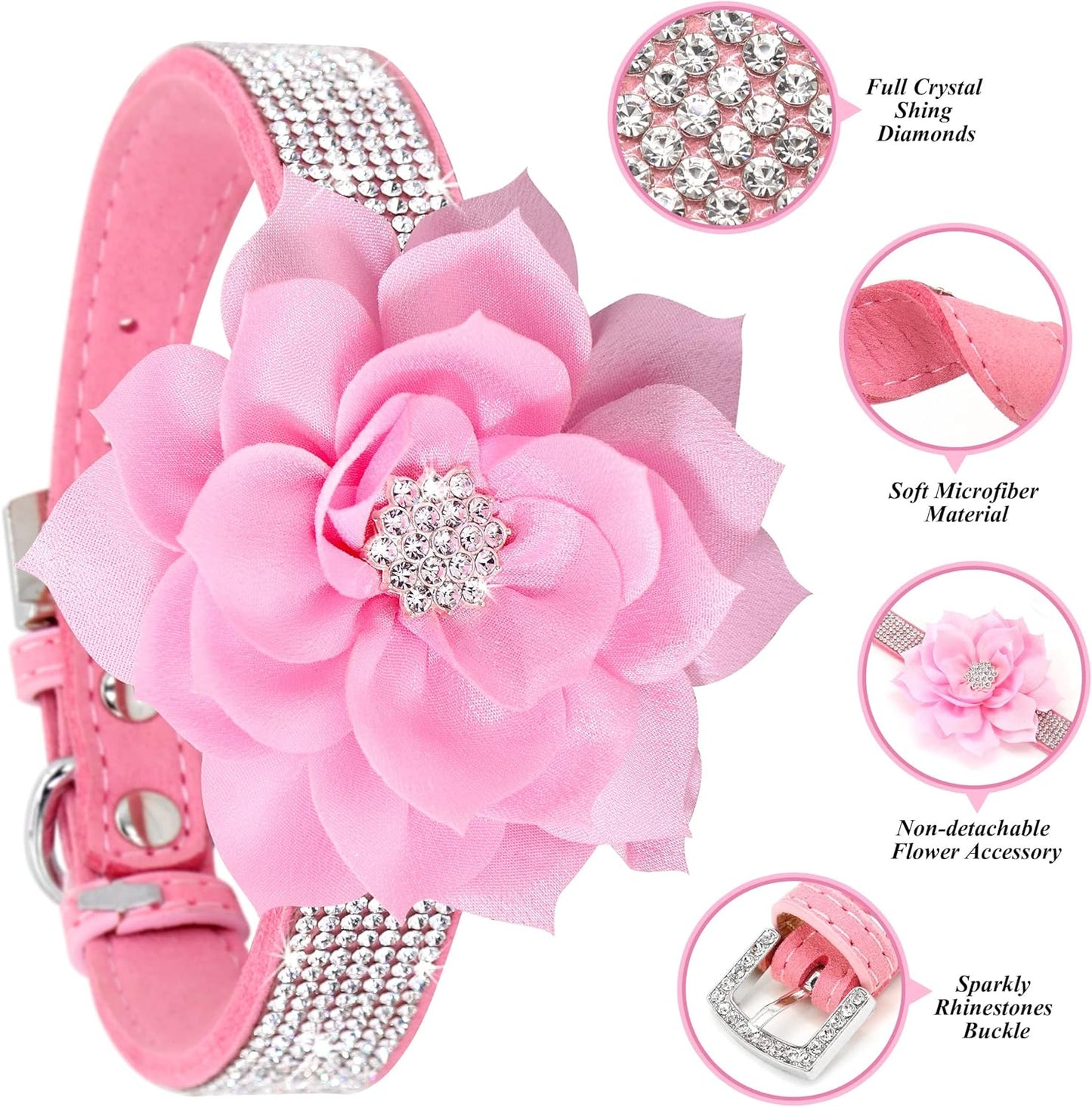 Cute Girl Rhinestone Suede Dog Collar (Small)