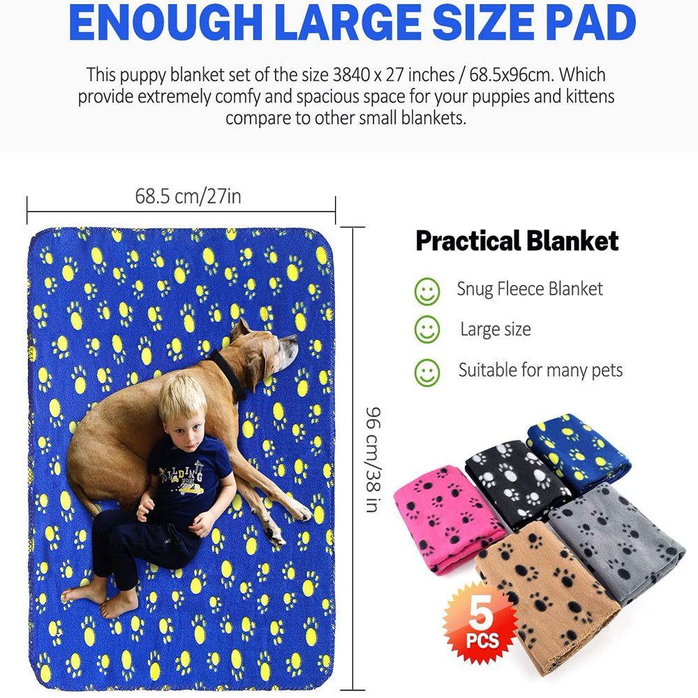 5 Pack Large Fleece Dog Blanket (38X 27)