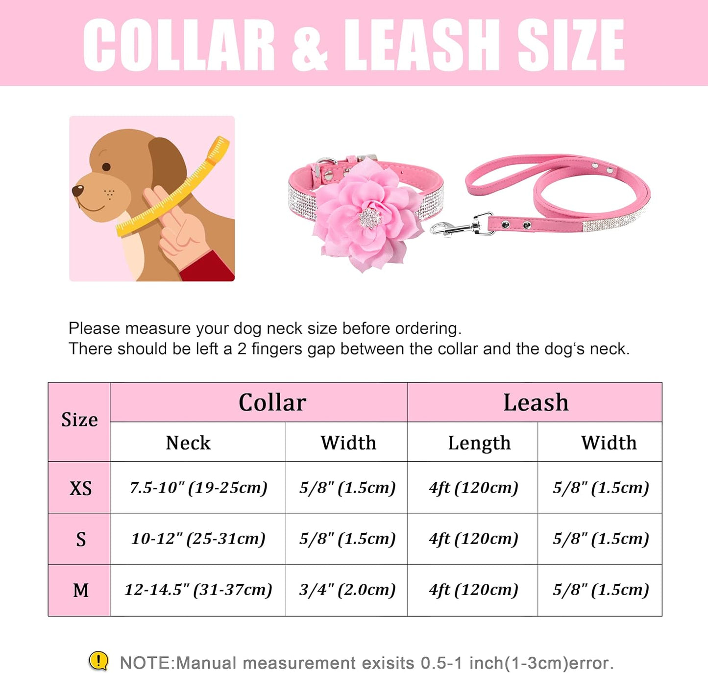 Cute Girl Rhinestone Suede Dog Collar (Small)