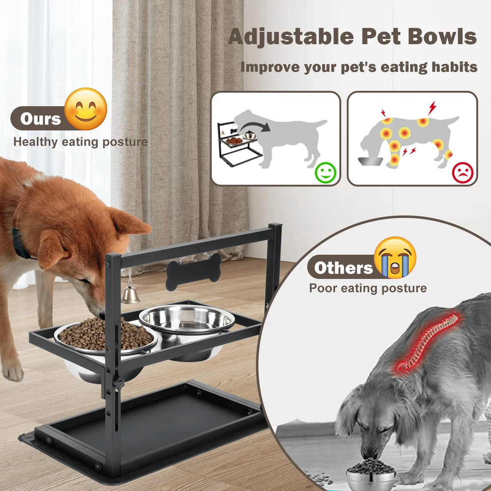 Height Adjustable Elevated Dog Bowls