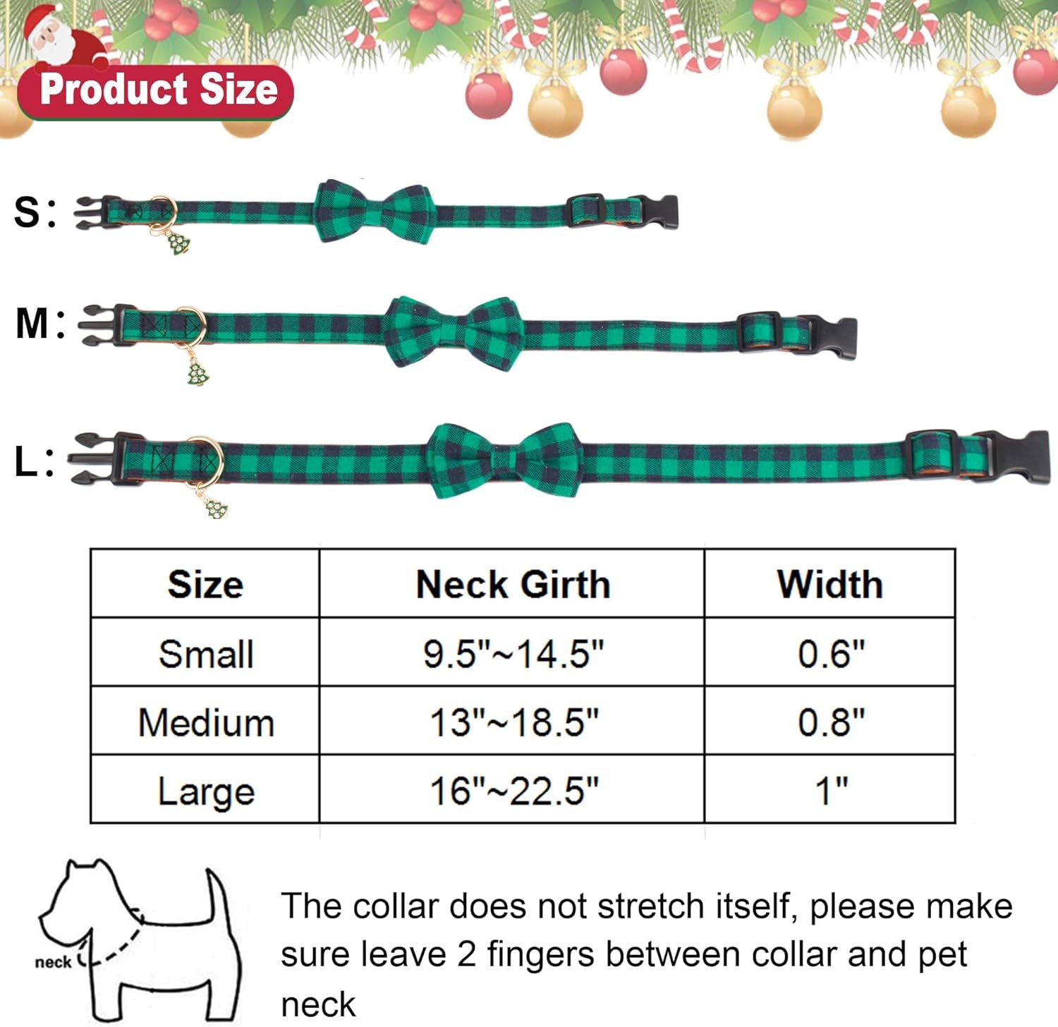 Christmas Dog Collar with Bow (Large)