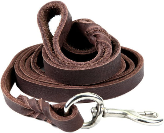 Leather Braided Brown Dog Leash