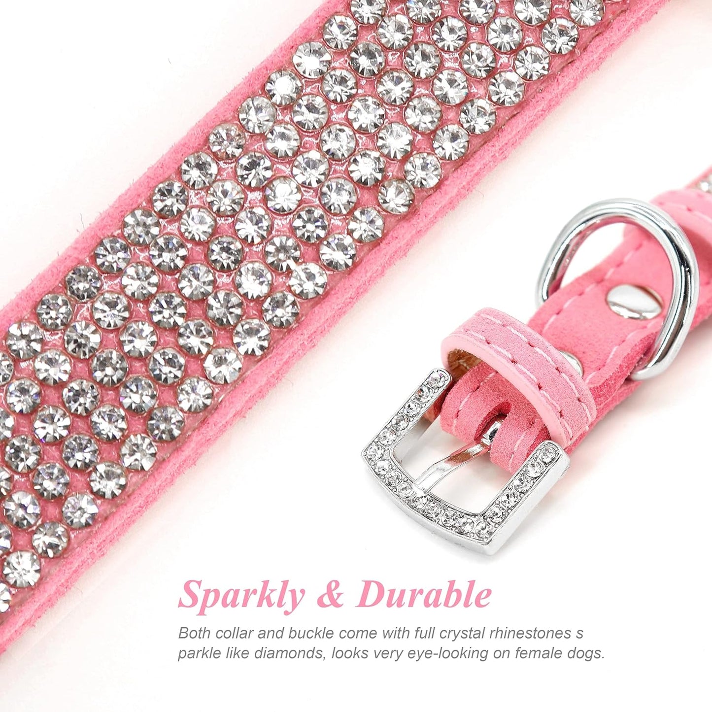 Cute Girl Rhinestone Suede Dog Collar (Small)